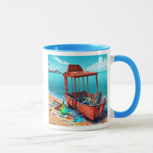 Mug Abandon de bateau de plage Wreckage AI généré art (Droite)