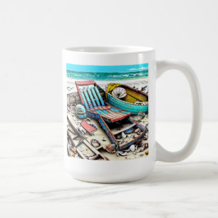 Mug Abandon de bateau de plage Wreckage AI généré art