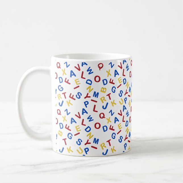 Mug ABC Alphabet rouge jaune bleu (Gauche)