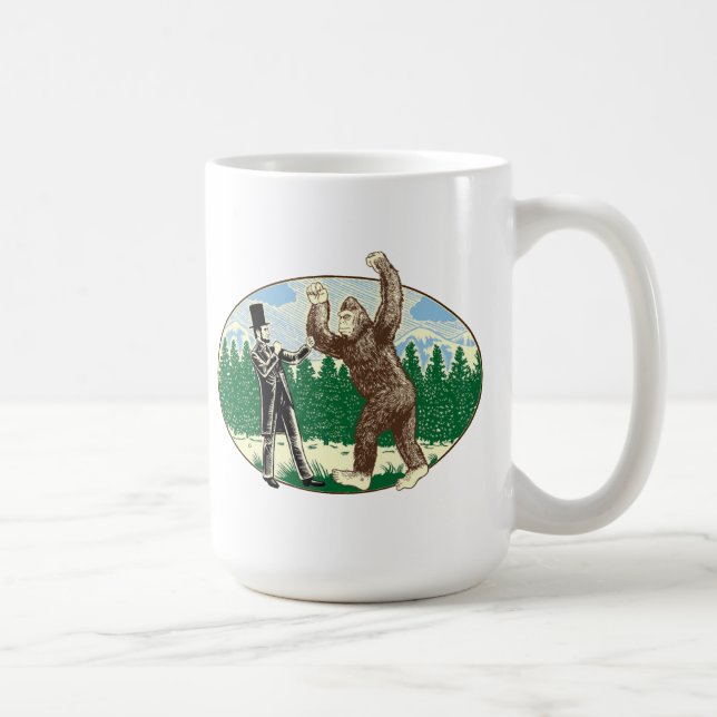 Mug ABE LINCOLN : CHASSEUR de SASQUATCH - logo drôle (Droite)