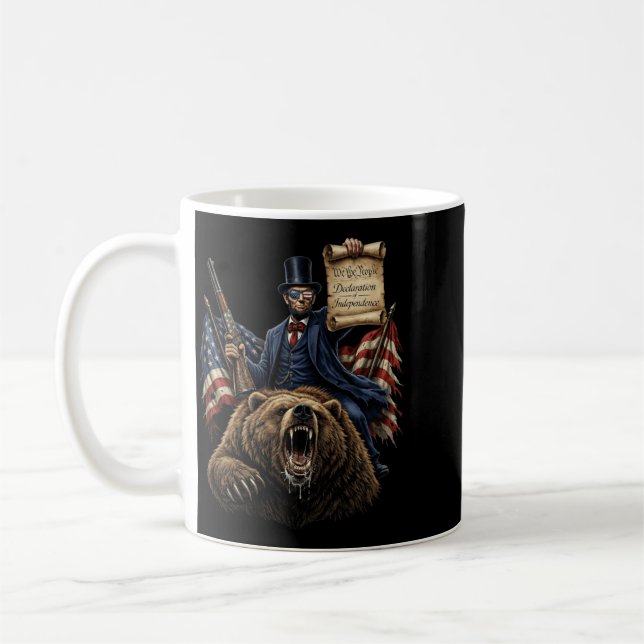 Mug Abe Lincoln chevauchant un ours avec déclaration d (Gauche)