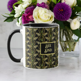 Mug Abee Genre Elegant Or et Black Bee Motif