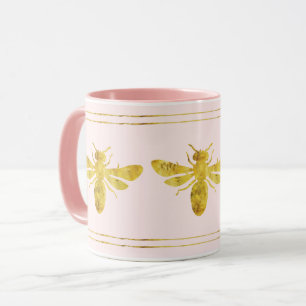 Mug Abeille à bosse rose en or
