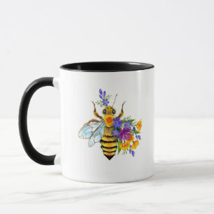 Mug Abeille à fleurs avec plantes sauvages
