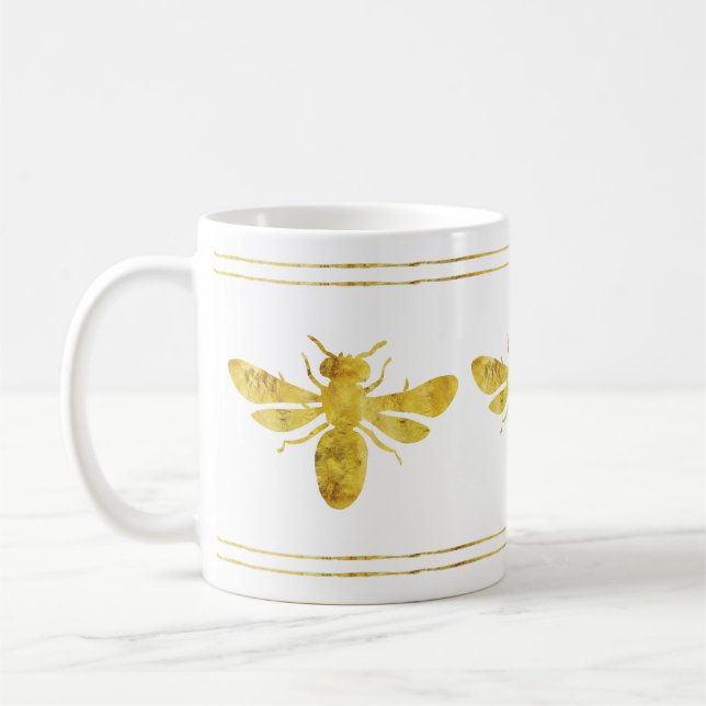 Mug Abeille Bourdon Dorée Blanche (Gauche)