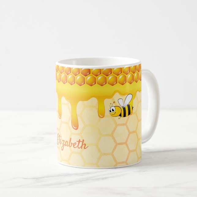 Mug Abeille d'abeille dorée nom de goutte de miel moti (Devant droit)