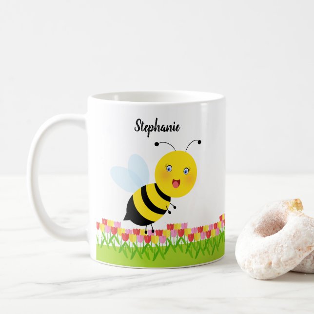 Mug Abeille dans Tulip Garden (Avec donut)