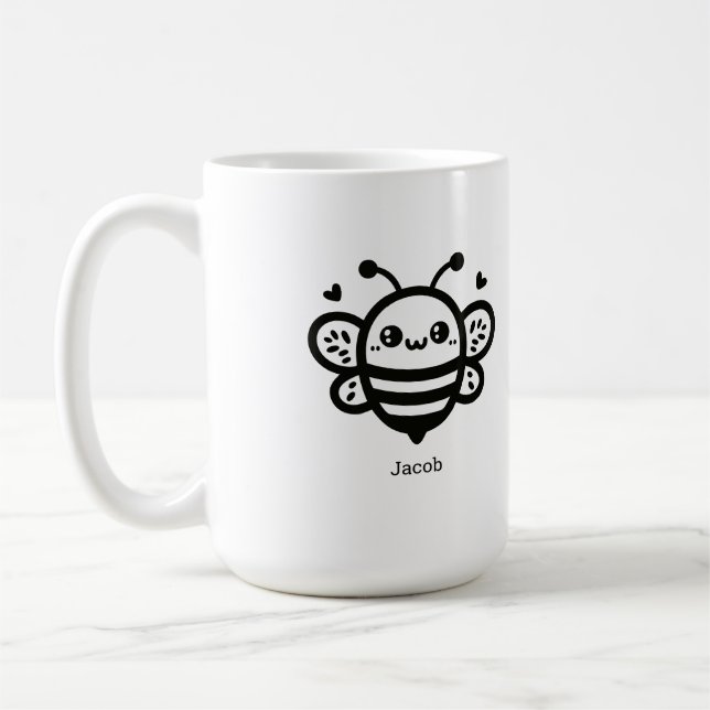 Mug Abeille de miel doux - Kawaii Nursery Line Art (Gauche)