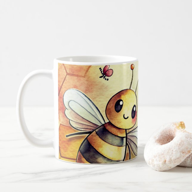 Mug Abeille Heureuse Nid d'Abeille Bourdon  (Avec donut)