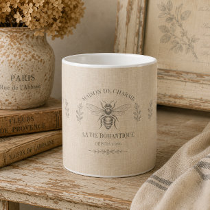 Mug Abeille miel beige campagne française vintage rust