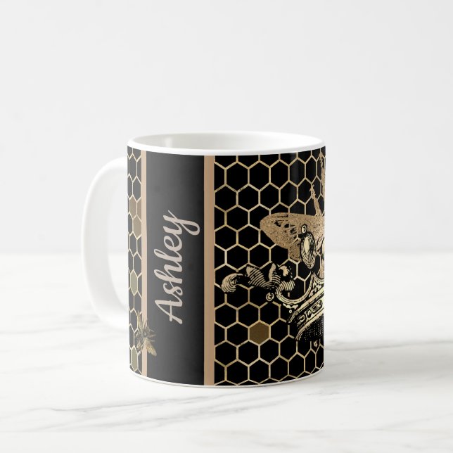 Mug Abeille noire et dorée (Devant gauche)