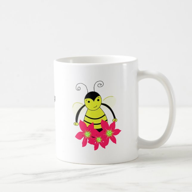 Mug Abeille occupée fantaisiste avec des fleurs (Droite)