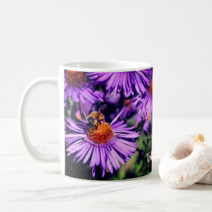Mug Abeille Sur Fleur Aster Violet Personnalisé