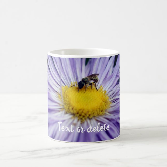Mug Abeille Sur Fleur Faisée Violet Personnalisée (Centre)