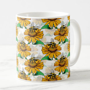 Mug Abeille sur le Motif de fleurs de tournesol