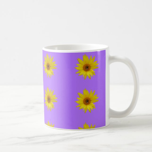 Mug Abeille sur tournesol jaune sur violet (Droite)