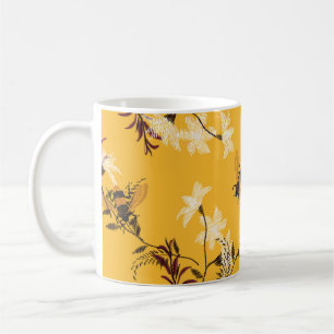 Mug Abeille vintage et papillon : Brodé Art Floral