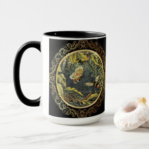 Mug Abeille Vintage et papillon dans le Web de Spider