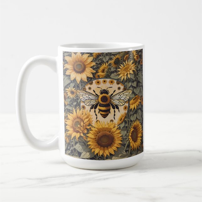 Mug Abeille vintage et tournesol (Gauche)