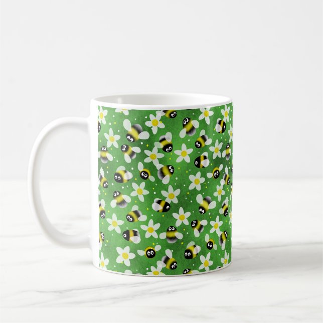 Mug Abeilles bourdonnantes (Vert Bouteille) (Gauche)