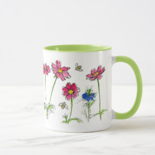 Mug Abeilles de miel Cosmos rose Aquarelle