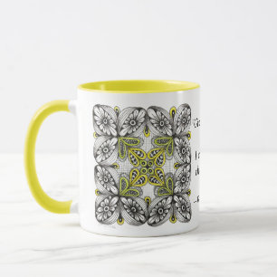Mug Abeilles et fleurs abstrait gribouillis dessiné à 