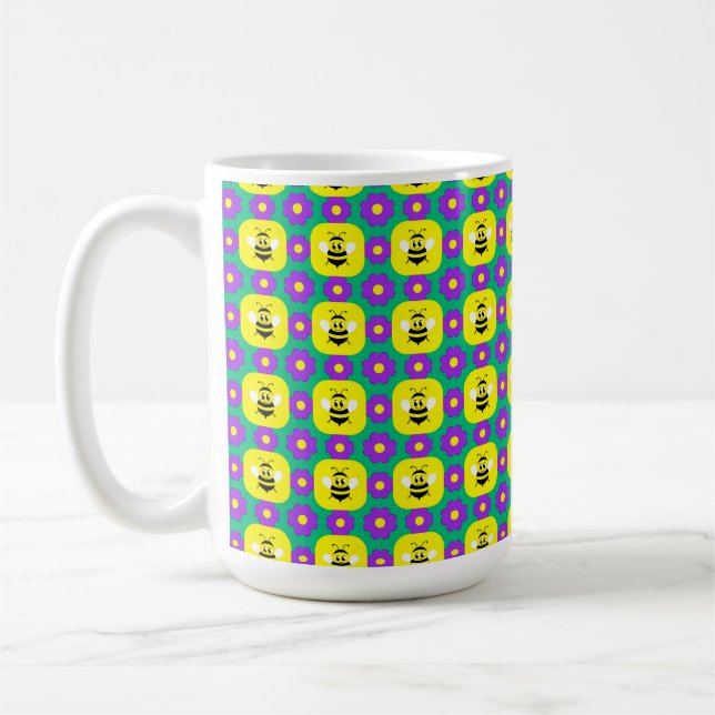 Mug Abeilles et fleurs de dessin animé (Gauche)