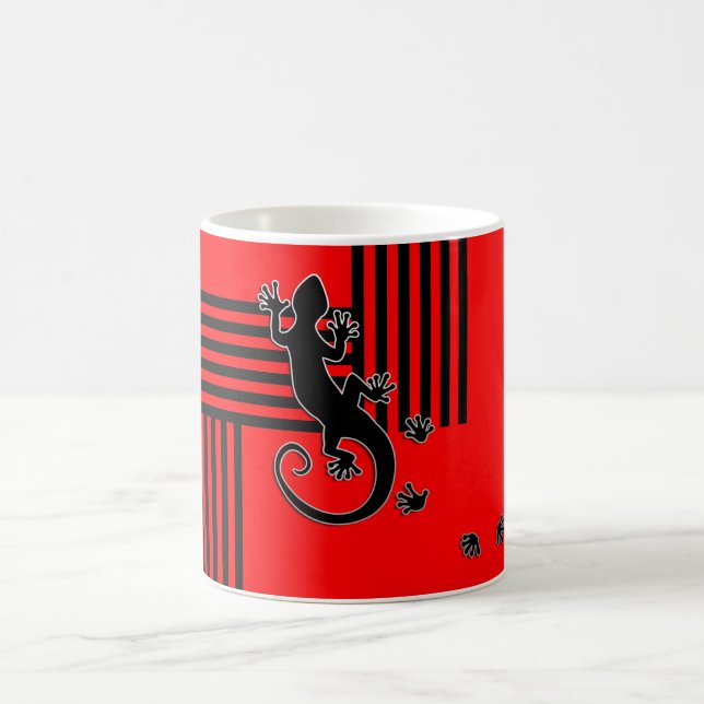 Mug Abrégé sur noir et rouge Gecko courant - rayures (Centre)