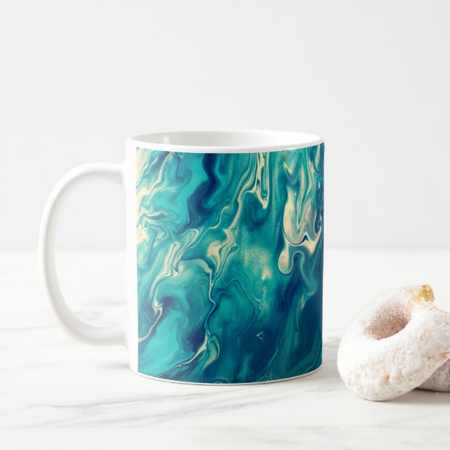 Mug Abréviation acrylique bleue et Marbre blanc (Avec donut)