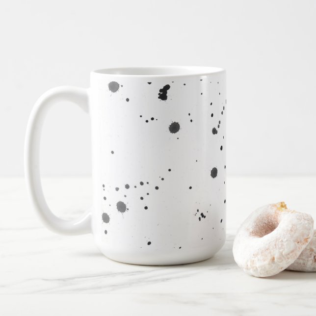 Mug Abstract Black Paint Splash & Splatter Pattern (Avec donut)