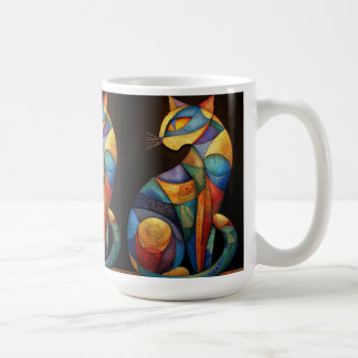 Mug Abstract Cat Coffee Mug–Colorful Geometric