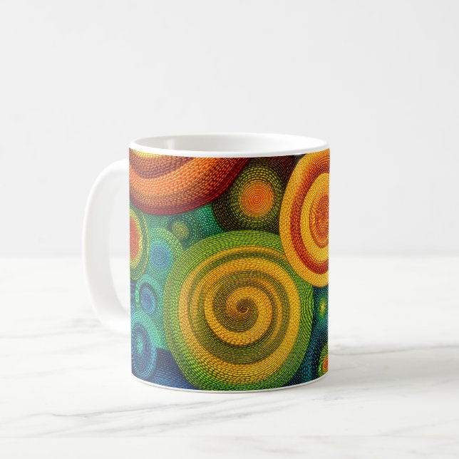 Mug Abstract concentric circles in vibrant multicolor  (Devant gauche)
