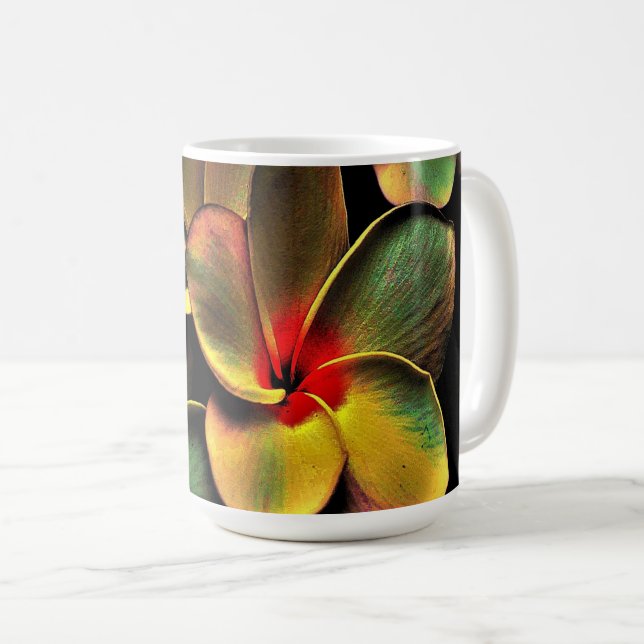 Mug Abstract Green Yellow Red Fractal Art Flower (Devant droit)