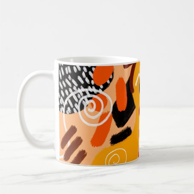 Mug Abstract Hand Drawing Geometric Shapes Brush Strok (Gauche)