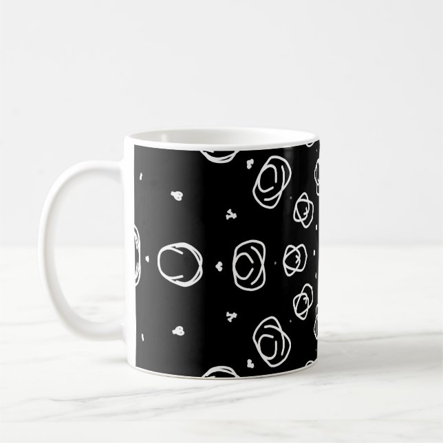 Mug Abstract Monochrome White Mandala Geometric Patter (Gauche)