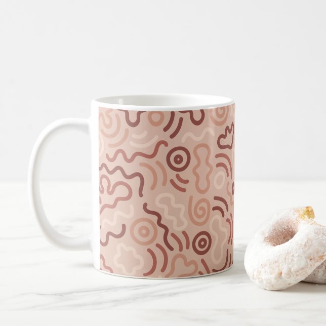Mug Abstract Party Doodle Pattern (Avec donut)