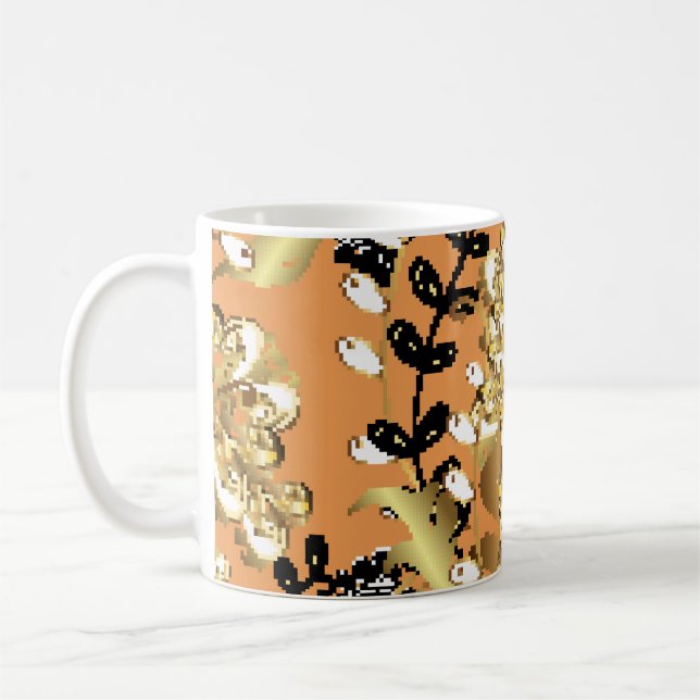 Mug abstract pattern on orange yellow background with  (Gauche)