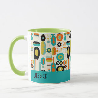 Mug Abstract Pattern Vibrant Mid Century Modern Name 