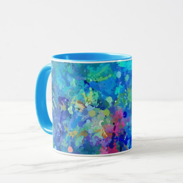 Mug Abstraction aquarelle bleue sarcelle violette (Devant gauche)