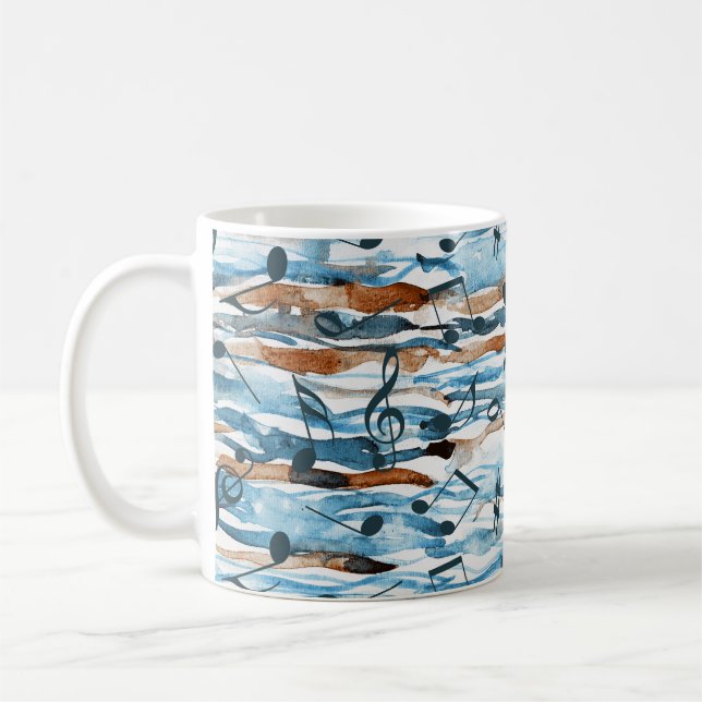 Mug Abstrait aquarelle musique note motif. (Gauche)
