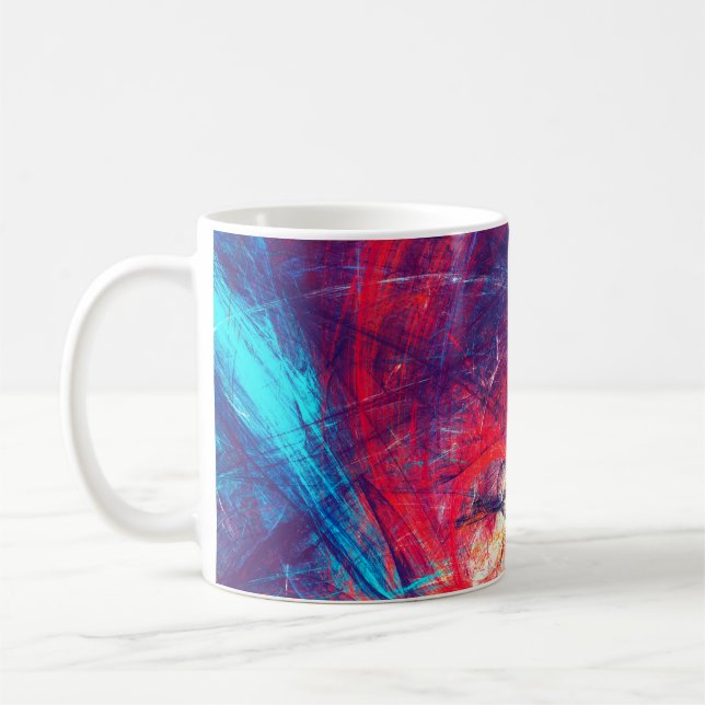 Mug Abstrait beau rouge et bleu clair dossier de coule (Gauche)