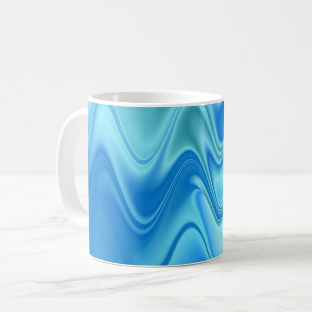 Mug Abstrait Bleu Ondulé (Devant gauche)