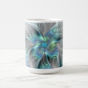 Mug Abstrait Bleu Vert Papillon Imaginaire Fractal Art