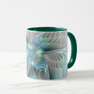 Mug Abstrait Bleu Vert Papillon Imaginaire Fractal Art