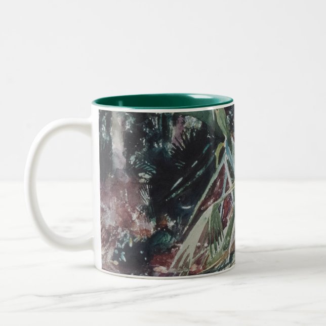 Mug Abstrait Botanique Foncé à Deux Tons (Gauche)