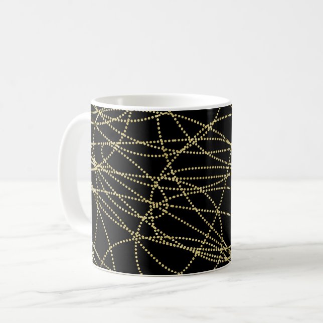 Mug Abstrait brillant d'or noir (Devant gauche)