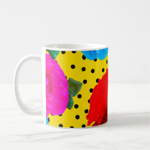 Mug Abstrait Colorful Roses et Feuilles métalliques S