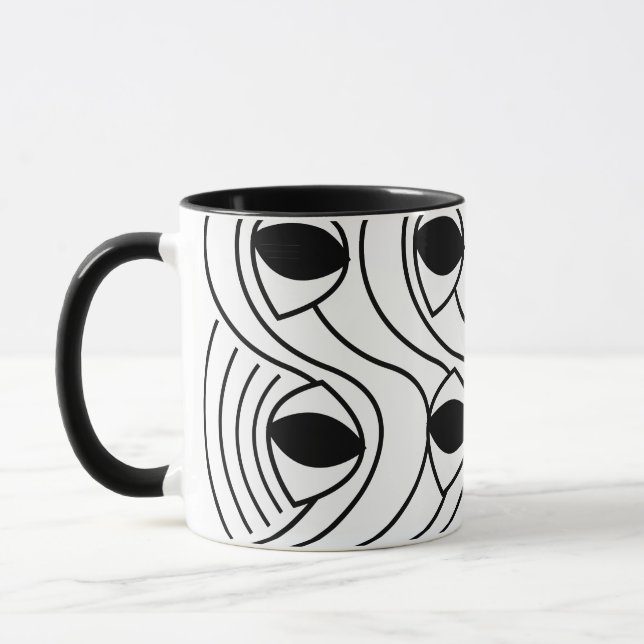 Mug Abstrait Courbé Noir et Blanc (Gauche)