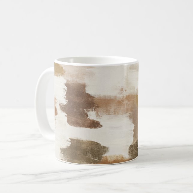 Mug Abstrait Crème Ivoire Brun Tan (Devant gauche)