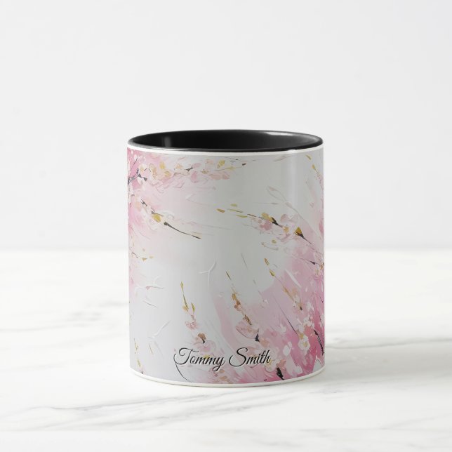 Mug Abstrait d'art vibrant de fleurs de cerisier (Centre)